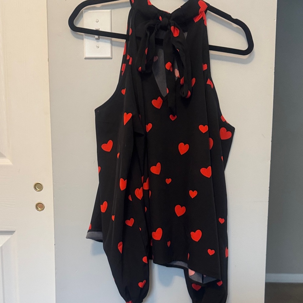 SHEIN Black and Red Heart Blouse - Picture 4 of 9